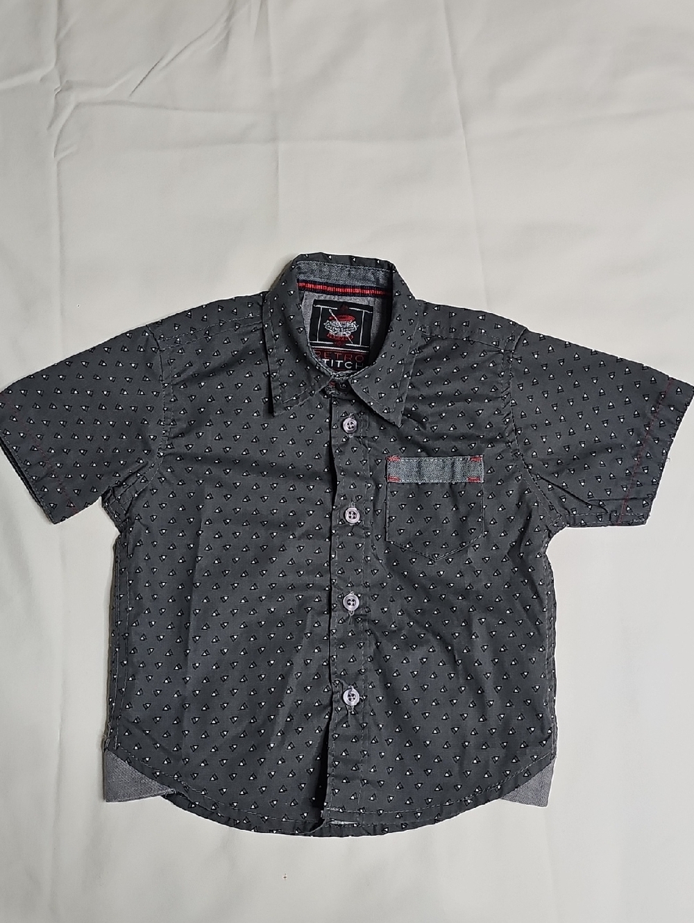 Infant Grey Short-Sleeve Button-Up Shirt